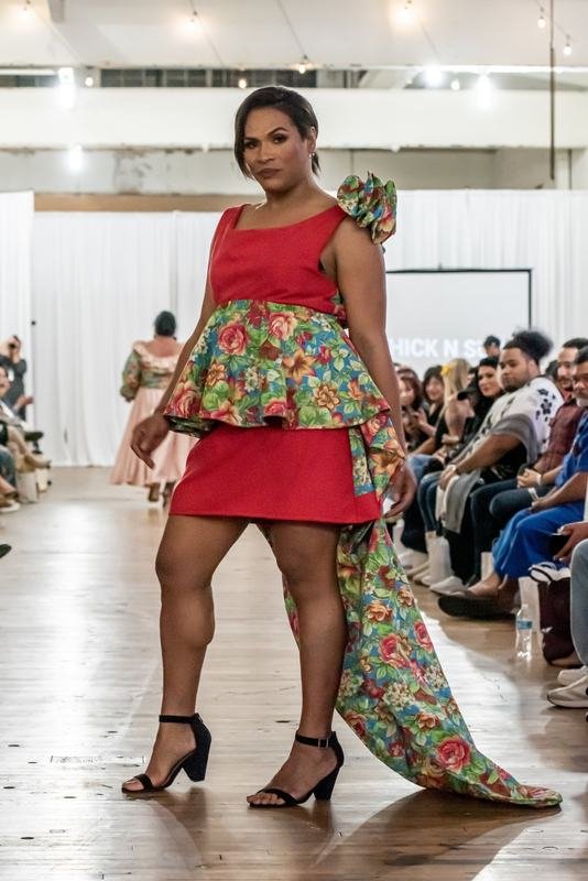 Model walking the 2022 Le Pasefika Runway