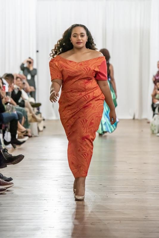 Designer piece on stage at Le Pasefika Runway 2022