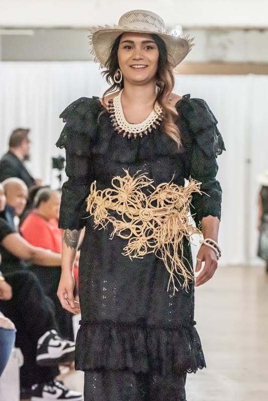 Designer piece on stage at Le Pasefika Runway 2022