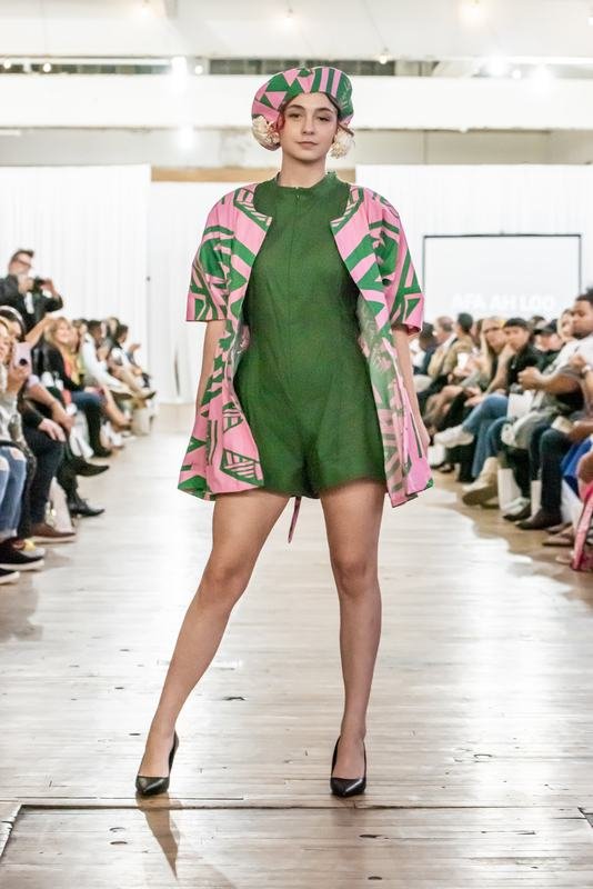 Designer piece on stage at Le Pasefika Runway 2022