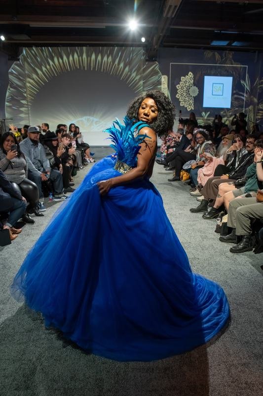 Model walking the 2023 Le Pasefika Runway