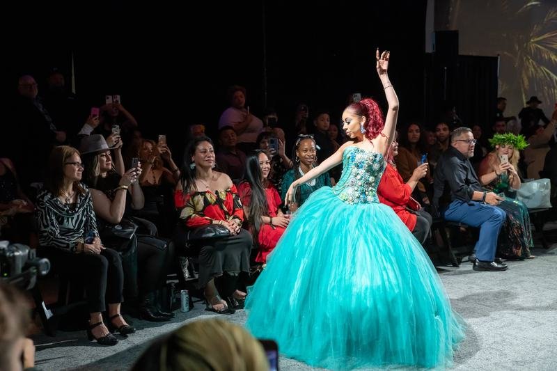 Model walking the 2023 Le Pasefika Runway