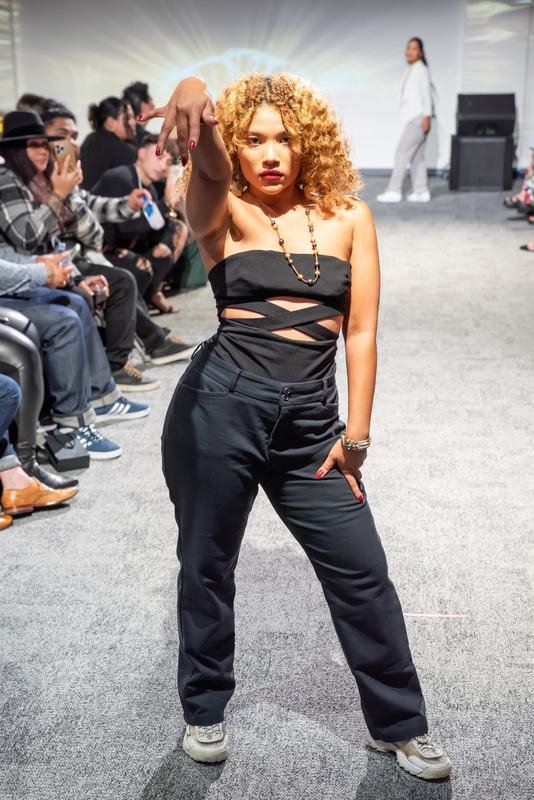 Model walking the 2023 Le Pasefika Runway