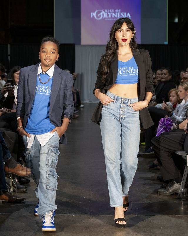 Model walking the 2024 Le Pasefika Runway